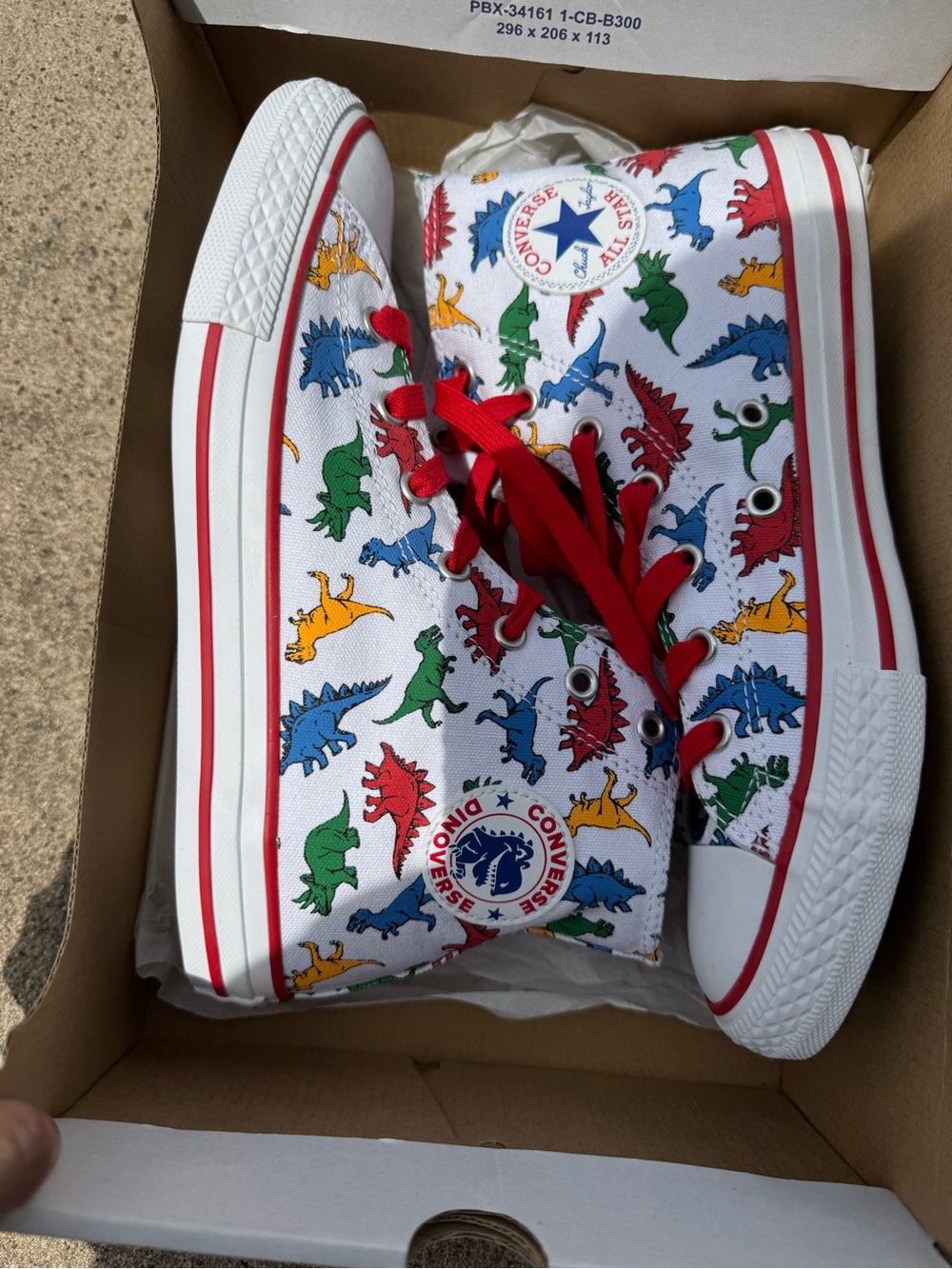 Converse White and Red High Top Sneakers Box Label